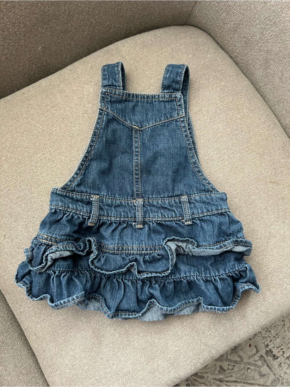 GAP Denim Ruffle Overall Dress - Blue - Picture 2 of 3